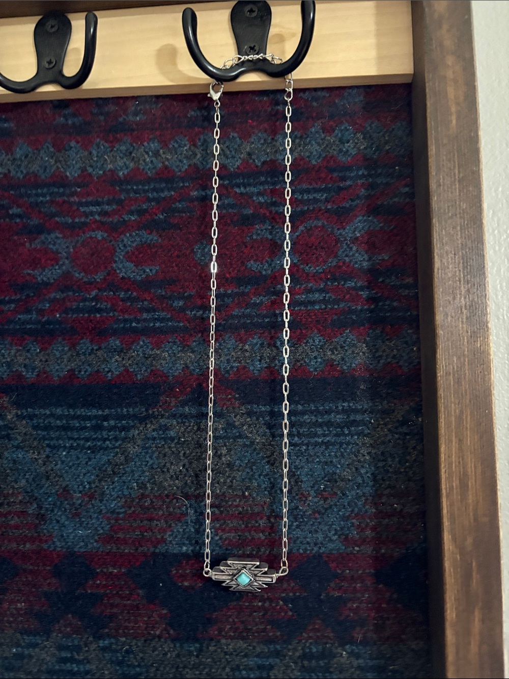 Silver Turquoise Aztec Accent Pendant Necklace - Women's Jewelry